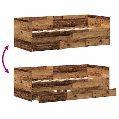 Daybed with Drawer Old Wood 90 x 190 cm Engineered Wood