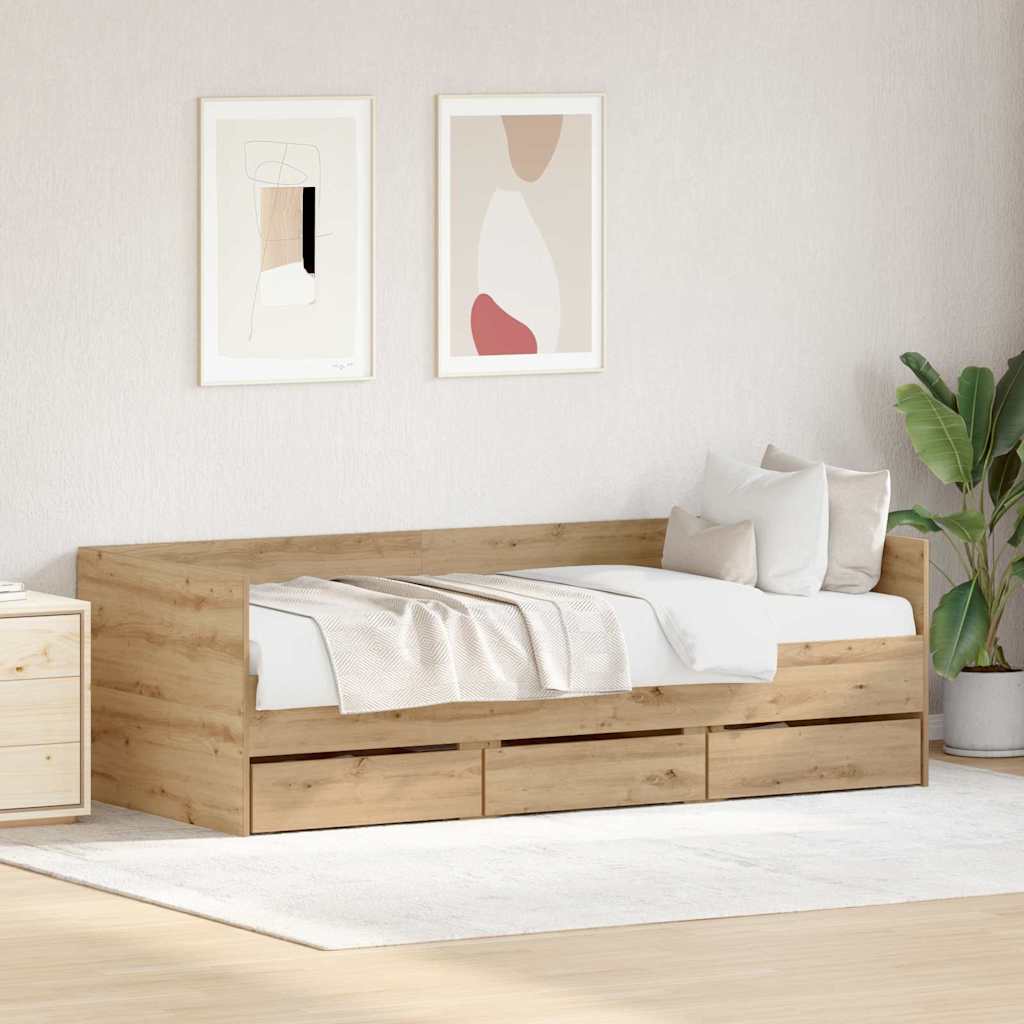 Daybed with Drawer Artisan Oak 90 x 190 cm Engineered Wood