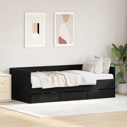 Daybed with Drawer Black Oak 90 x 190 cm Engineered Wood
