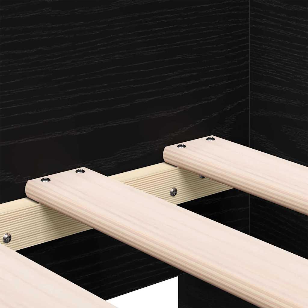 Daybed with Drawer Black Oak 90 x 200 cm Engineered Wood