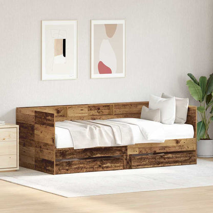 Daybed with Headboard Old Wood 90 x 190 cm Engineered Wood