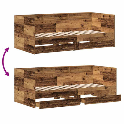 Daybed with Headboard Old Wood 90 x 190 cm Engineered Wood