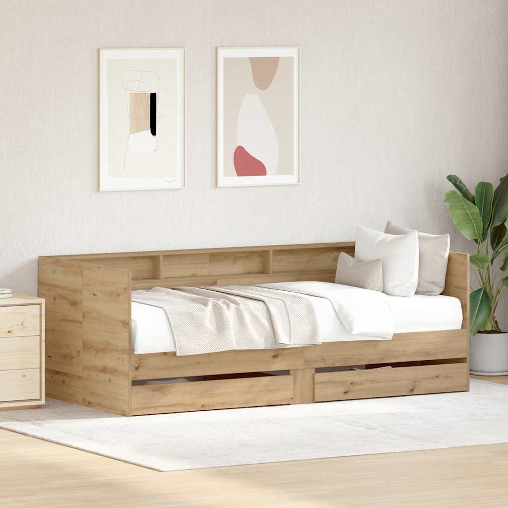 Daybed with Drawer Artisan Oak 90 x 190 cm Engineered Wood