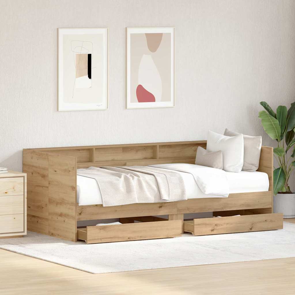 Daybed with Drawer Artisan Oak 90 x 190 cm Engineered Wood