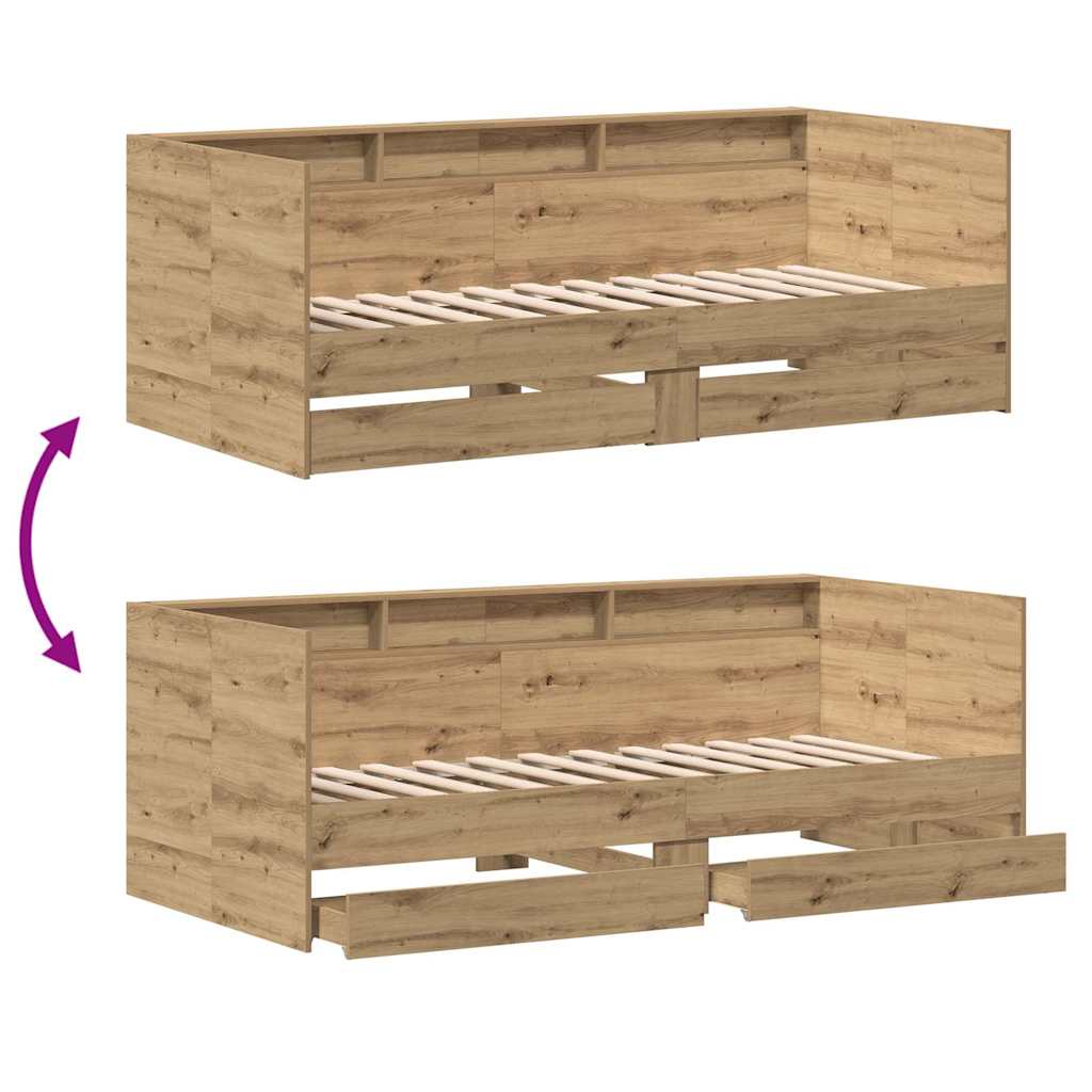 Daybed with Headboard Artisan Oak 90 x 190 cm Engineered Wood