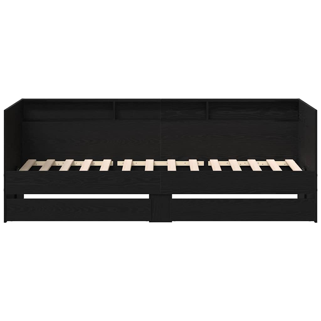 Daybed with Drawer Black Oak 90 x 190 cm Engineered Wood