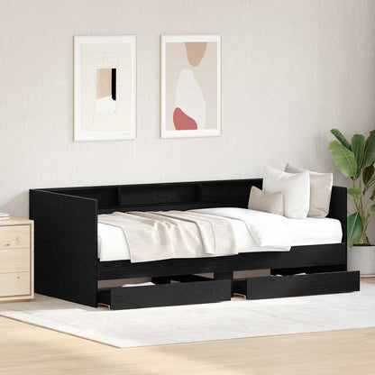Daybed with Drawer Black Oak 75 x 190 cm Engineered Wood