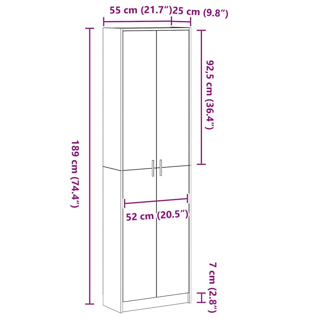 Wardrobe with Shelf Sonoma Oak 55 x 25 x 189 cm Engineered Wood
