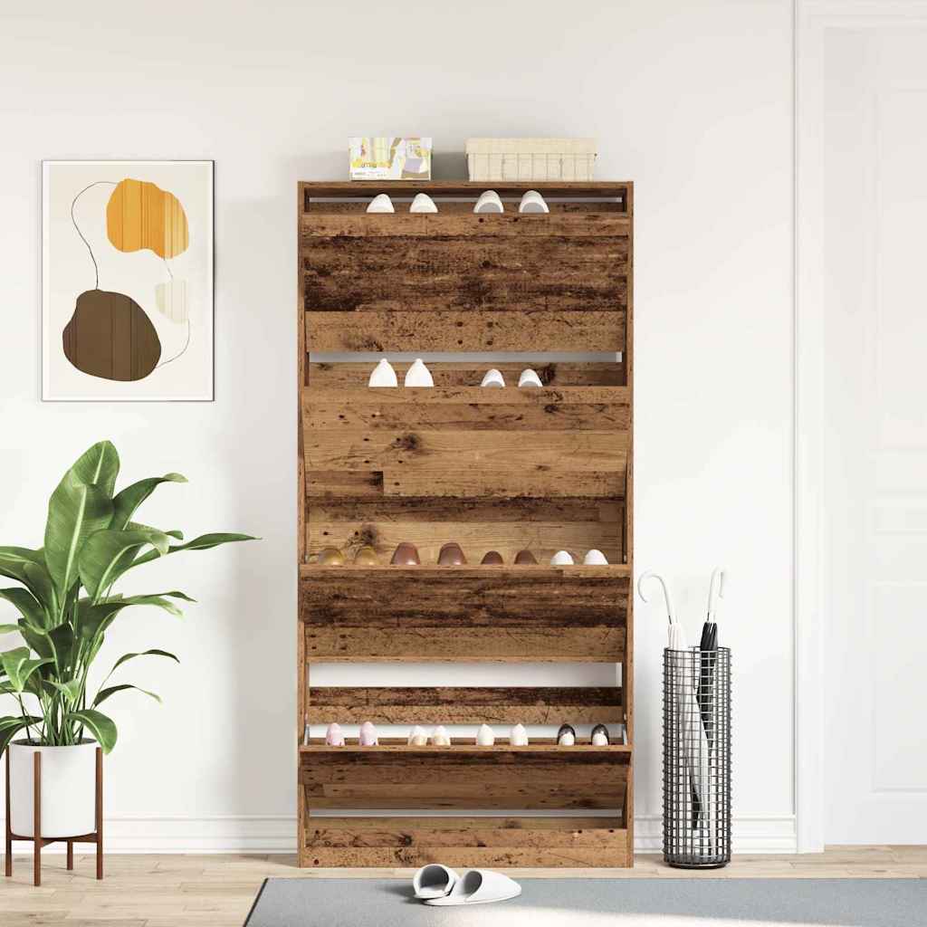 Shoe Cabinet Old Wood 80 x 21 x 163.5 cm Engineered Wood