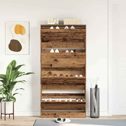 Shoe Cabinet Old Wood 80 x 21 x 163.5 cm Engineered Wood