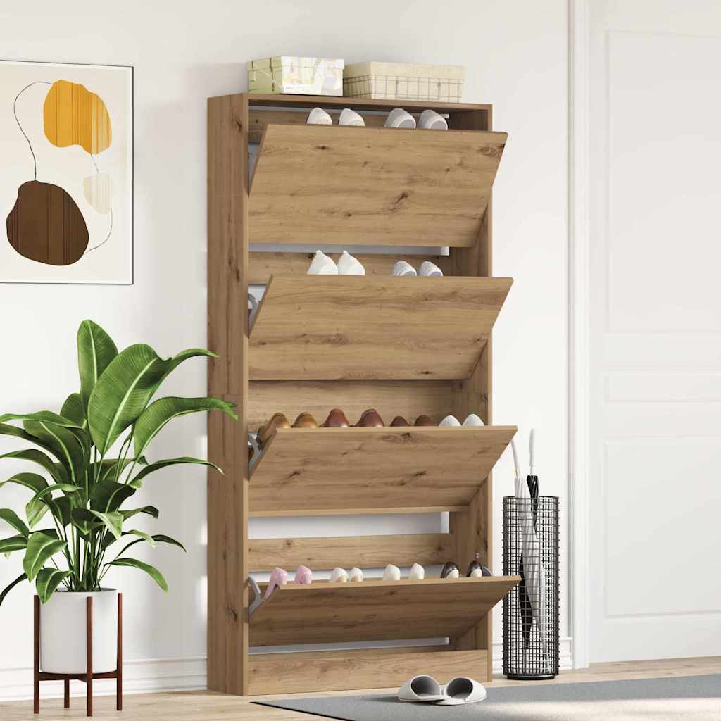 Shoe Cabinet 80 x 21 x 163.5 cm Engineered Wood Artisan Oak