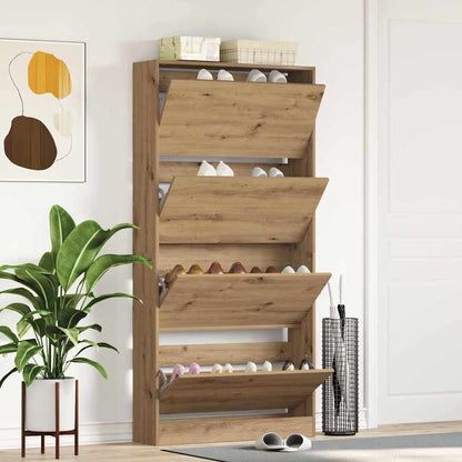 Shoe Cabinet 80 x 21 x 163.5 cm Engineered Wood Artisan Oak
