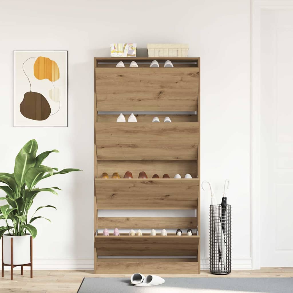 Shoe Cabinet 80 x 21 x 163.5 cm Engineered Wood Artisan Oak