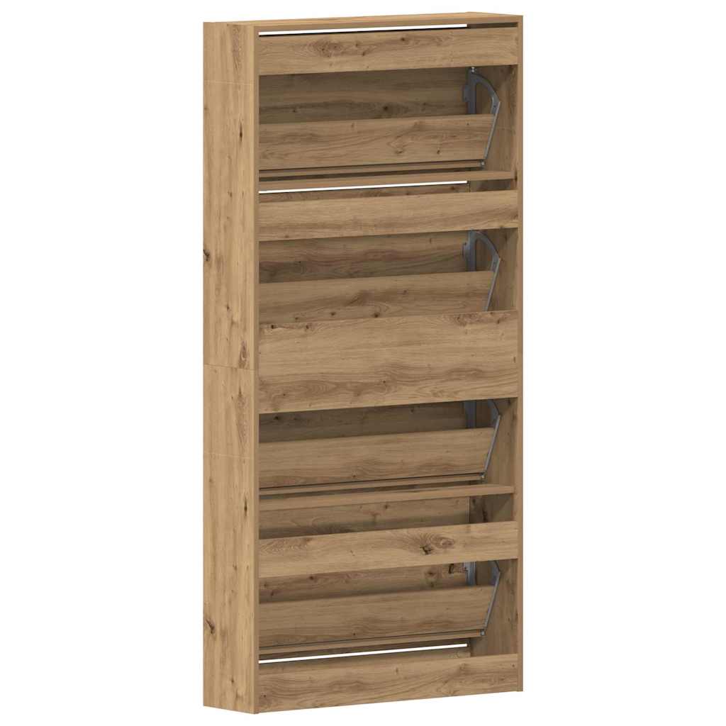 Shoe Cabinet 80 x 21 x 163.5 cm Engineered Wood Artisan Oak