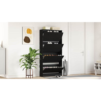 Shoe Cabinet Black Oak 80 x 21 x 163.5 cm Engineered Wood