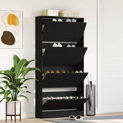 Shoe Cabinet 80 x 21 x 163.5 cm Engineered Wood Black Oak