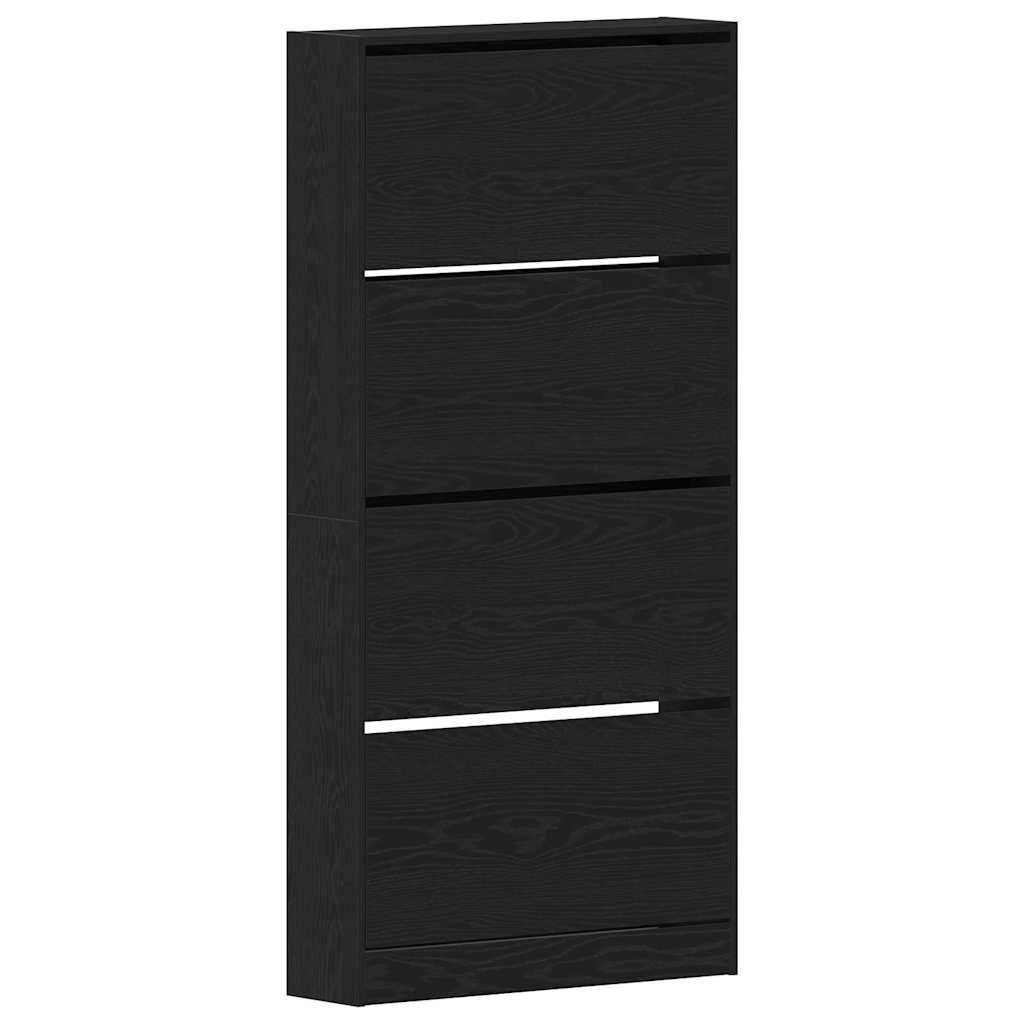 Shoe Cabinet 80 x 21 x 163.5 cm Engineered Wood Black Oak