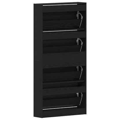 Shoe Cabinet 80 x 21 x 163.5 cm Engineered Wood Black Oak