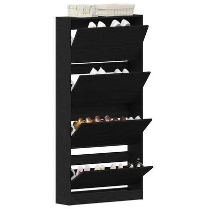 Shoe Cabinet 80 x 21 x 163.5 cm Engineered Wood Black Oak