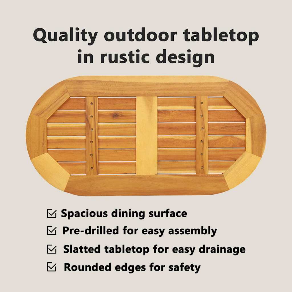 Table Top Oil Natural 80 x 40 x 2 cm Solid Acacia Wood