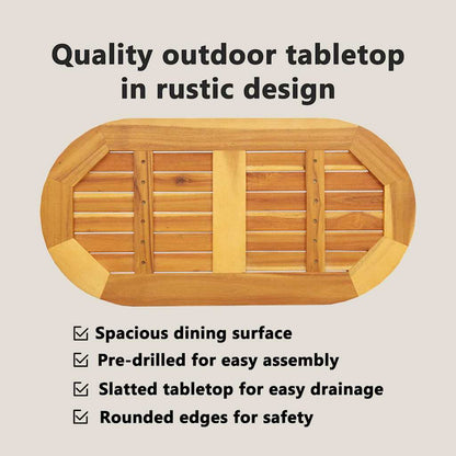 Table Top Oil Natural 80 x 40 x 2 cm Solid Acacia Wood