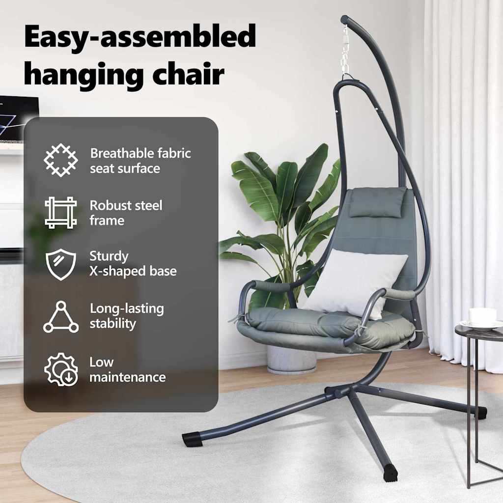 Hanging Egg Chair Folding Anthracite 94 x 107 x 196.5 cm Steel