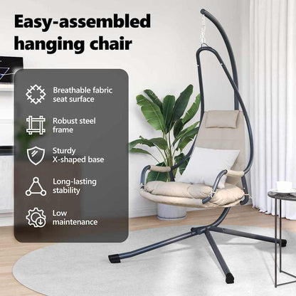 Hanging Egg Chair Folding Taupe 94 x 107 x 196.5 cm Steel