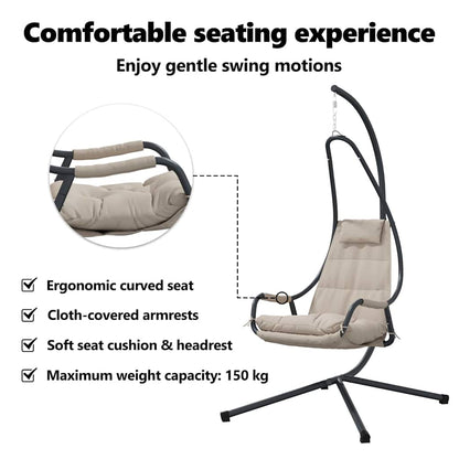 Hanging Egg Chair Folding Taupe 94 x 107 x 196.5 cm Steel