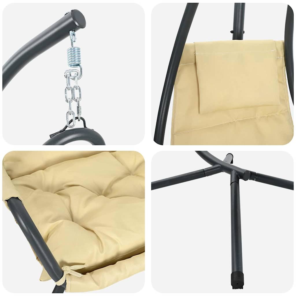 Hanging Egg Chair Folding Beige 94 x 107 x 196.5 cm Steel