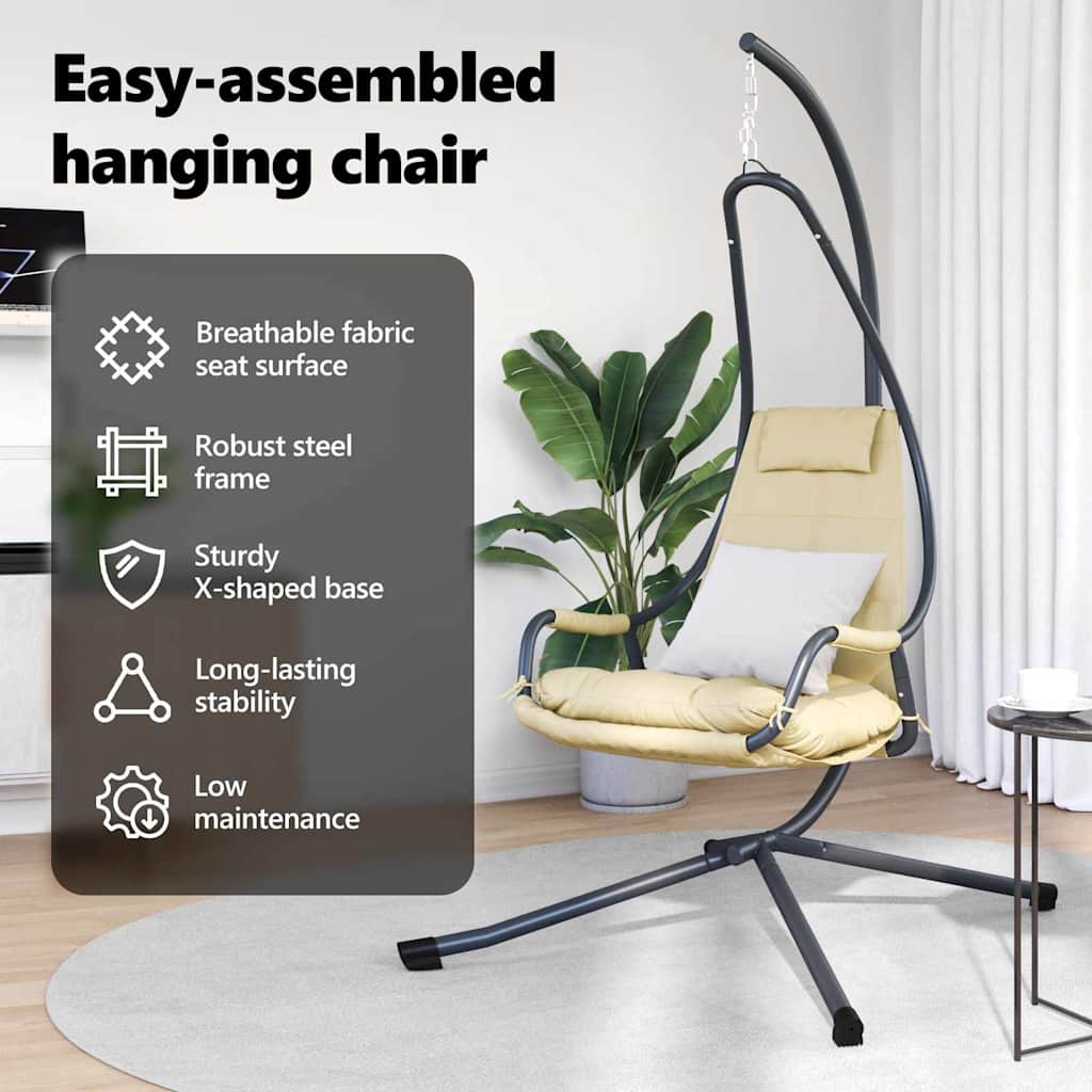 Hanging Egg Chair Folding Beige 94 x 107 x 196.5 cm Steel