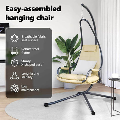 Hanging Egg Chair Folding Beige 94 x 107 x 196.5 cm Steel