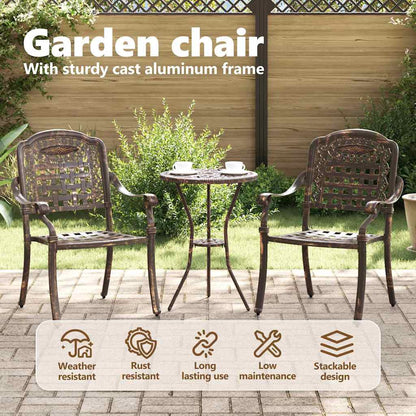 Garden Chair 2 pcs Bronze 55 x 56.5 x 91cm Aluminium