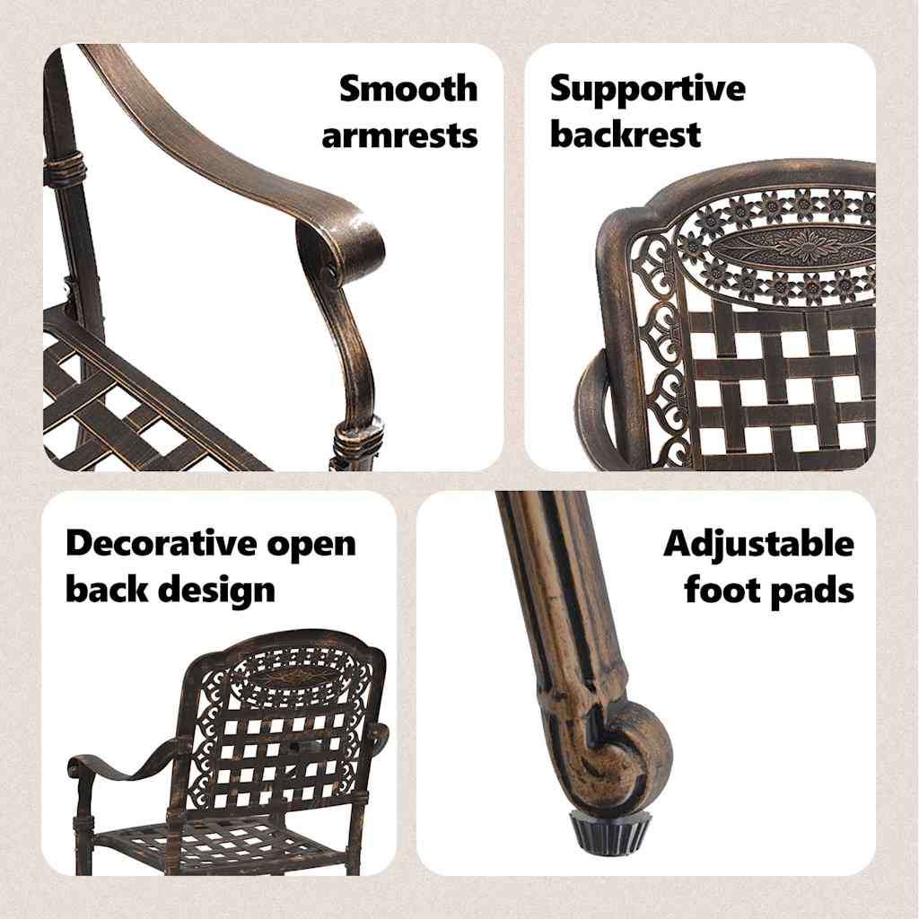 Garden Chair 2 pcs Bronze 55 x 56.5 x 91cm Aluminium