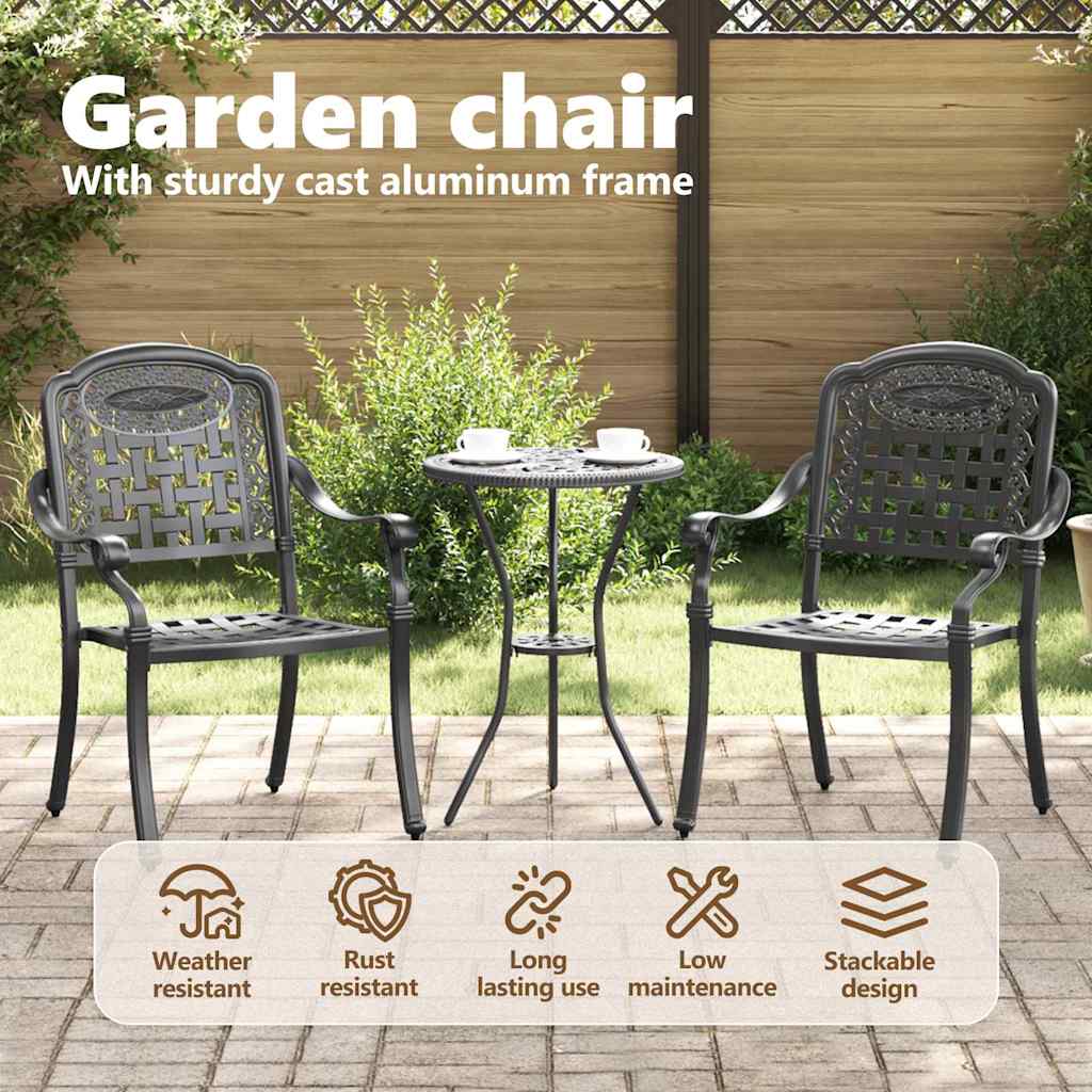 Garden Chair 2 pcs Black 55 x 56.5 x 91cm Aluminium