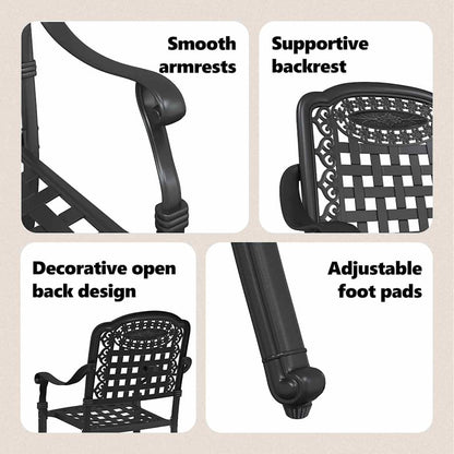 Garden Chair 2 pcs Black 55 x 56.5 x 91cm Aluminium