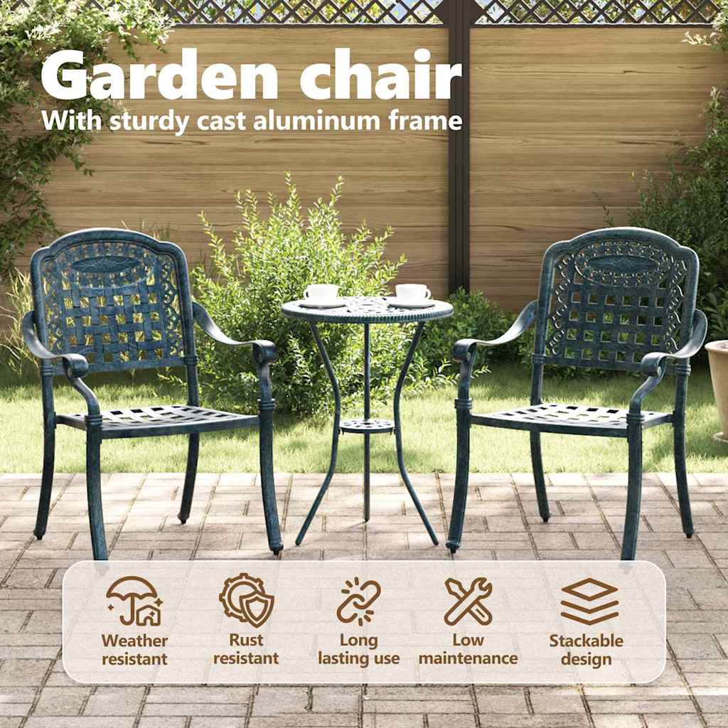 Garden Chair 2 pcs Green 55 x 56.5 x 91cm Aluminium