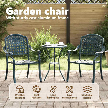 Garden Chair 2 pcs Green 55 x 56.5 x 91cm Aluminium