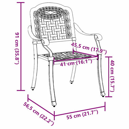 Garden Chair 2 pcs Green 55 x 56.5 x 91cm Aluminium