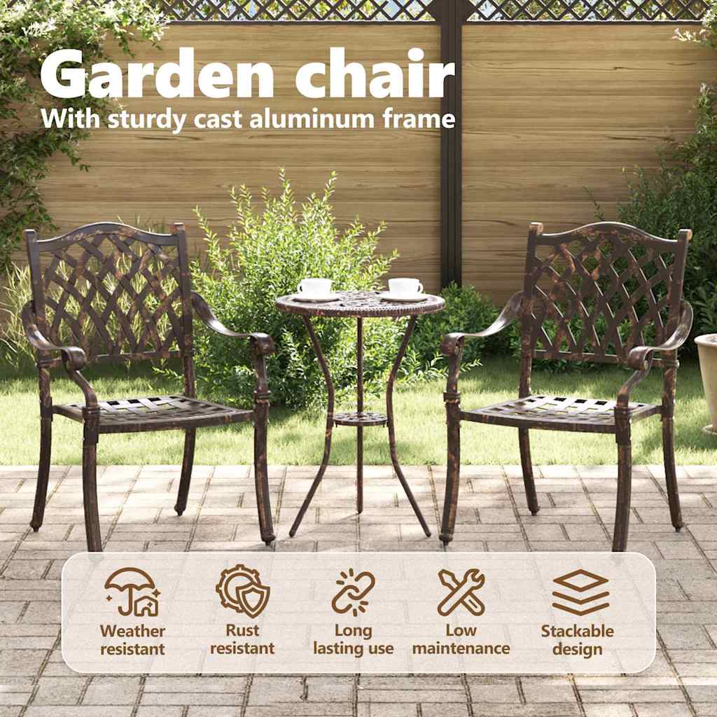 Garden Chair 2 pcs Bronze 56 x 55 x 92.5cm Aluminium