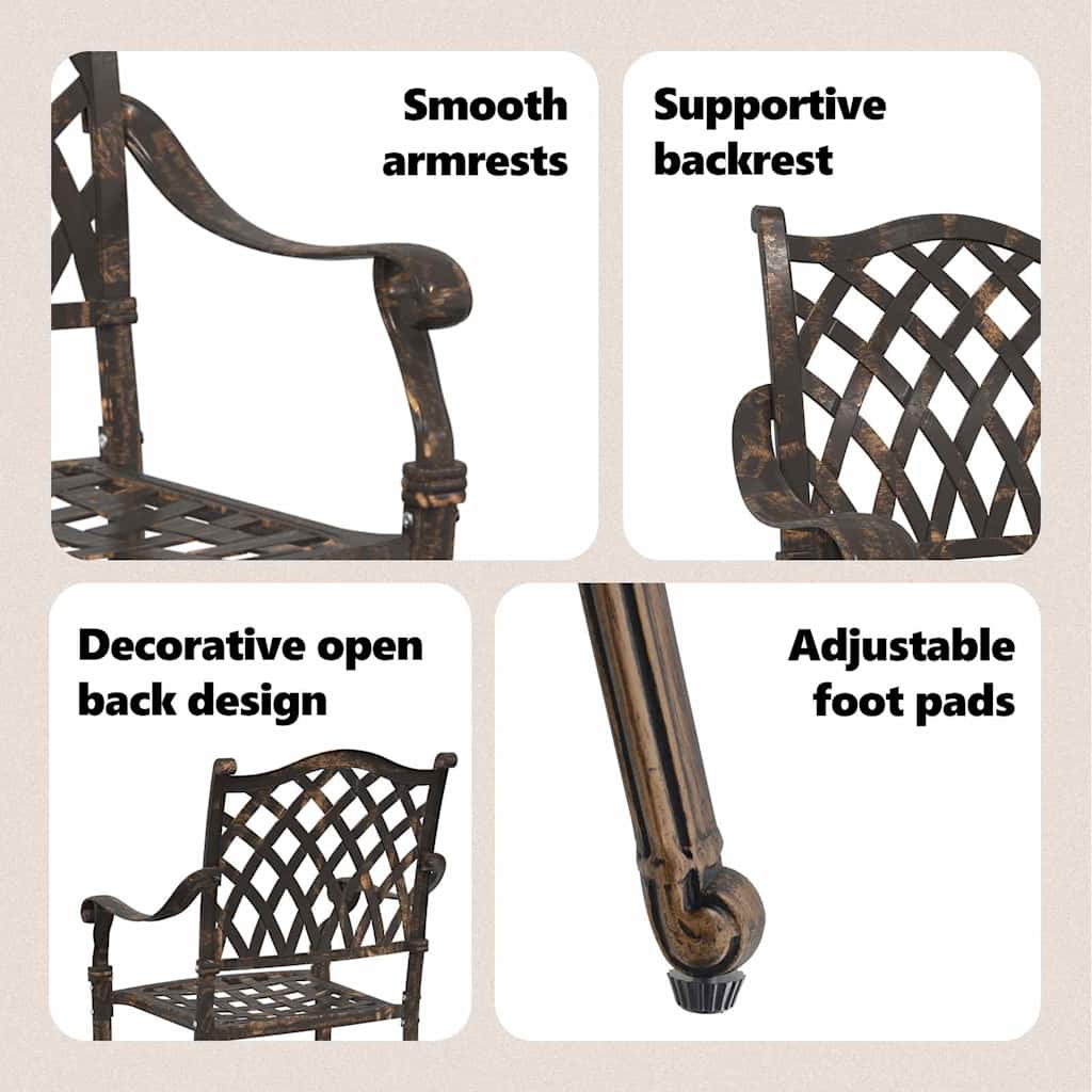 Garden Chair 2 pcs Bronze 56 x 55 x 92.5cm Aluminium