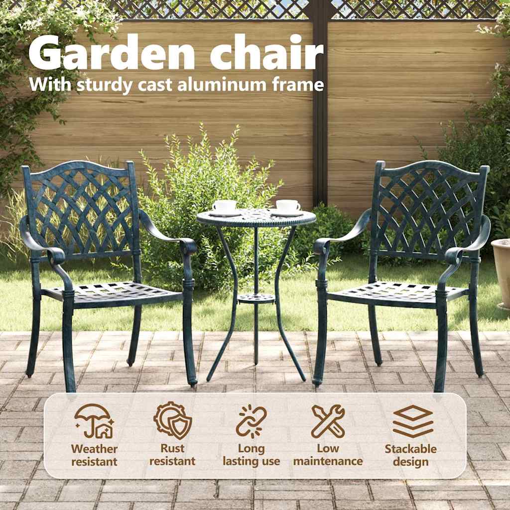 Garden Chair 2 pcs Green 56 x 55 x 92.5cm Aluminium