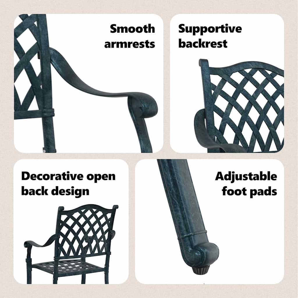 Garden Chair 2 pcs Green 56 x 55 x 92.5cm Aluminium
