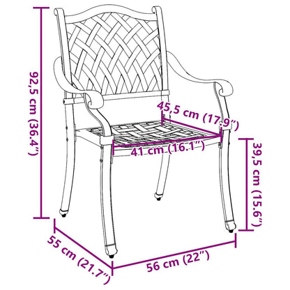 Garden Chair 2 pcs Green 56 x 55 x 92.5cm Aluminium
