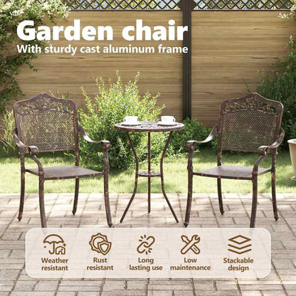 Garden Chair 2 pcs Bronze 55 x 55 x 92.5cm Aluminium