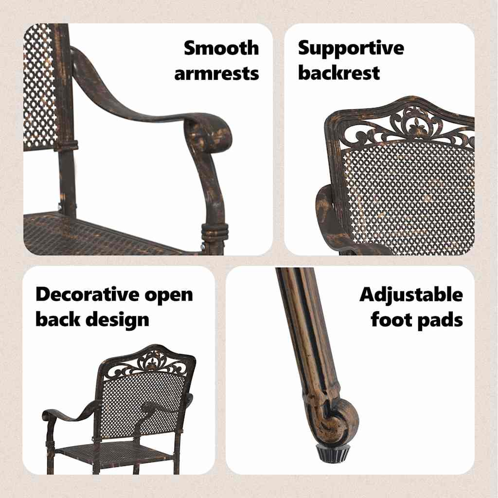 Garden Chair 2 pcs Bronze 55 x 55 x 92.5cm Aluminium