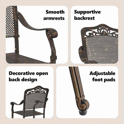 Garden Chair 2 pcs Bronze 55 x 55 x 92.5cm Aluminium