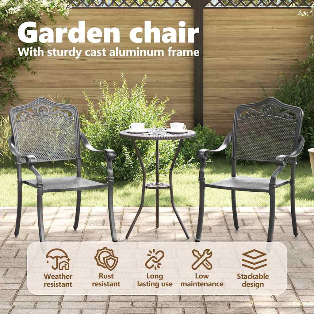 Garden Chair 2 pcs Black 55 x 55 x 92.5cm Aluminium