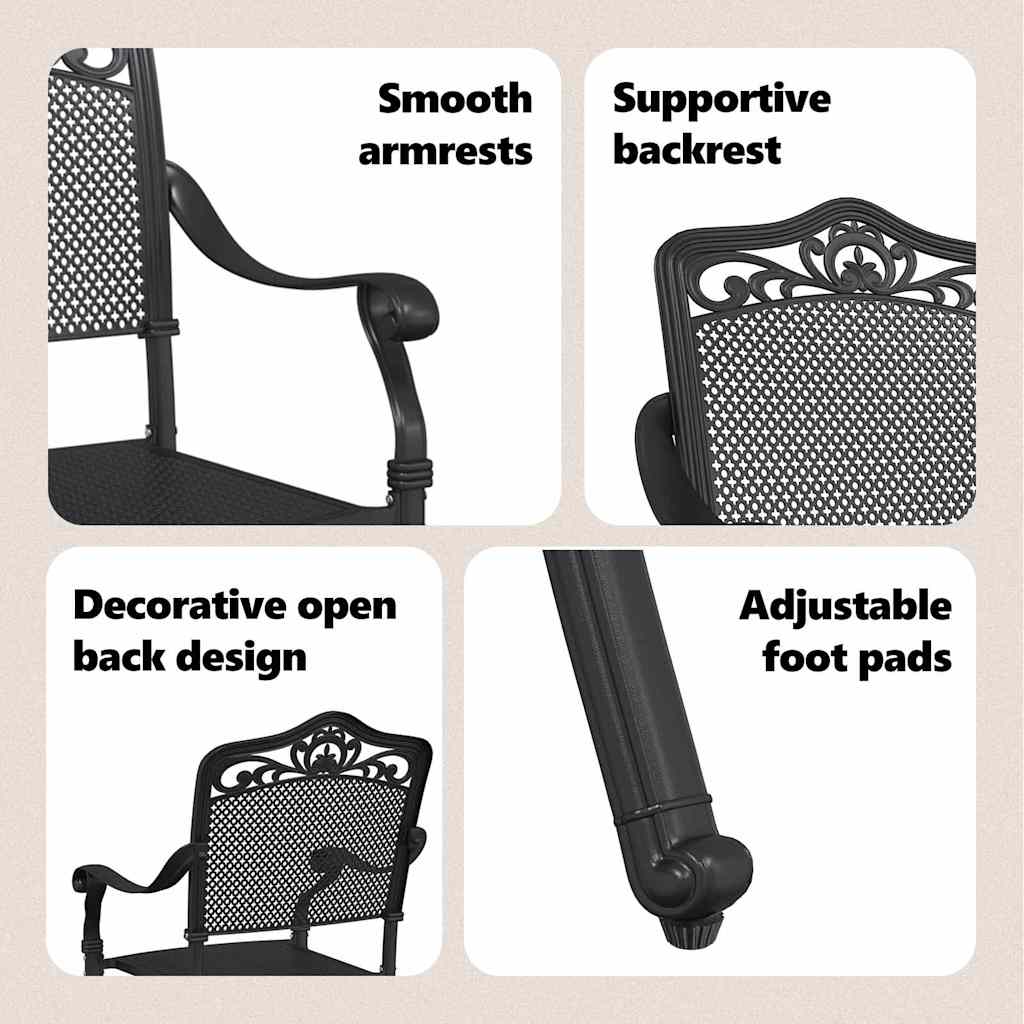 Garden Chair 2 pcs Black 55 x 55 x 92.5cm Aluminium