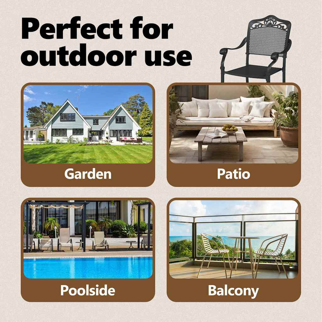 Garden Chair 2 pcs Black 55 x 55 x 92.5cm Aluminium