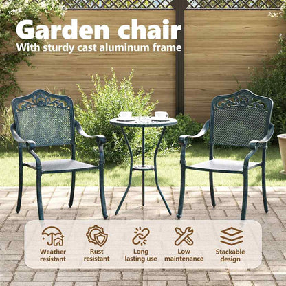 Garden Chair 2 pcs Green 64 x 62 x 93cm Aluminium